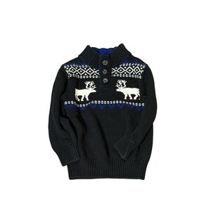 Boys Gymboree XS 3-4 Black Reindeer Sweater